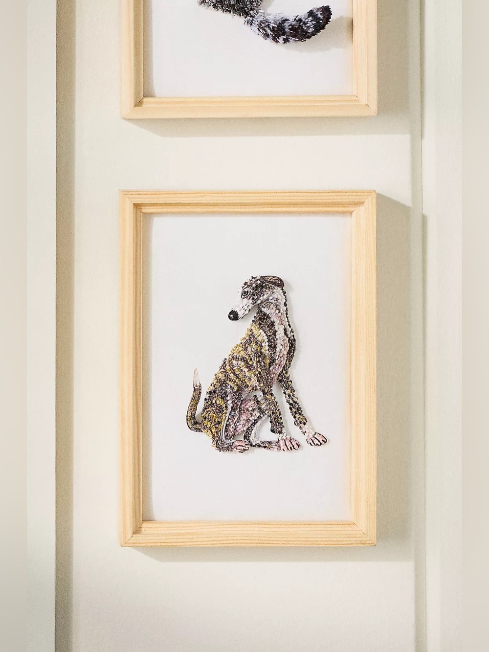 Anthropologie Dog Beaded Wall Art Greyhound Whippet Hand Crafted Bespoke New - Picture 2 of 5
